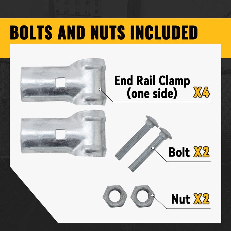 VIVIDA End Rail Clamp 1-3/8"" x 1-3/8"", Chain Link Fence T Clamp, Galvanized Steel End Clamp for 1-3/8"" OD Pipe, 2 PCS, Bolts & Nuts Included - Image 5